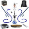 Amy Deluxe Shisha Set komplett 2 Anschlüsse 2 Schläuche Molassefänger Stillness klick II (blau/Black Powder) 50cm Kohleanzünder Kohle Kamin TabakKopf Dampfsteine