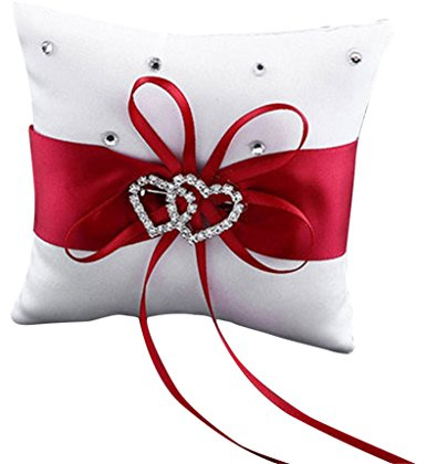 Yosemite Ringkissen / Ringkissen mit Schleife, doppeltes Herz, Strass, 10 x 10 cm