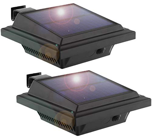 KEENZO LED Solar Dachrinnenleuchte Solarlampen für Außen, 25LEDs Solarlicht, Kaltweißes Gartenbeleuchtung Zaunlicht, Wegeleuchten Solarleuchte für Zaun, Patio, Gehwege, Hof, Garage, 2 Stück