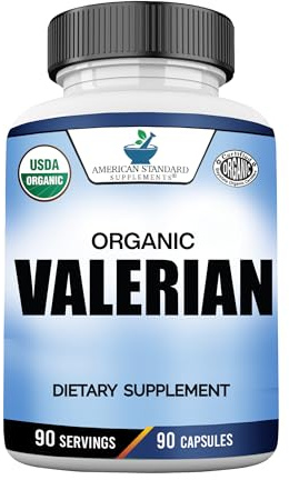 American Standard Supplements Organic Valerian – Vegan, Gluten Free, Non-GMO, 90 Capsules, 90 Servings