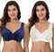 Curve Muse Reggiseno con Ferretto Sfoderato Minimizer da Donna con Ricamo in Pizzo-Confezione da 2-Stampa Latticello, Planimetria-3B