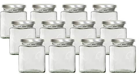 mikken 12x Gewürzglas Einmachglas eckig 212 ml mit Beschriftungsetiketten