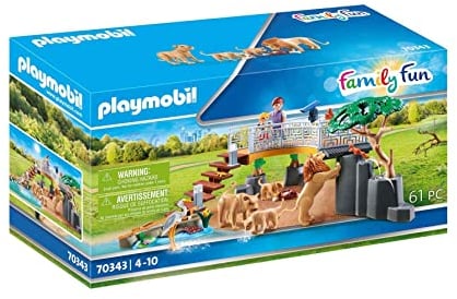 PLAYMOBIL 70343Family Fun Recinto Exterior de Leones, A Partir de 4 años, Multicolor