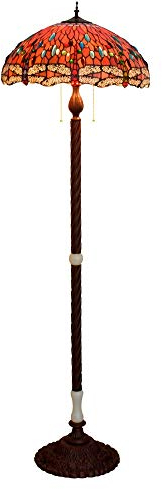 Blivuself Tiffany Antike Leseleuchten 50CM Tiffany-Buntglas Große Wohnzimmer Esszimmer Stehleuchte Bar-rote Unterseite Libelle Jade Classic Villa, Ausstellungshalle, dekorative Lampe, Kaffeebasisclubh