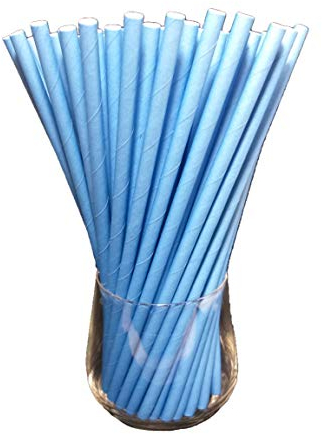 Lot de 120 pailles en papier, biologiques, adaptées à un usage alimentaire, respectueuses de l'environnement, jetables (bleu)