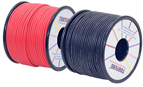 TUOFENG 18 AWG Elektrokabel [46 M Schwarz 46 M Rot] Flexibler Silikondraht 18 Gauge Litzendraht Spule aus verzinntem Kupferdraht Hochtemperaturbeständigkeit für Heimwerker-, RC-Fahrzeuge