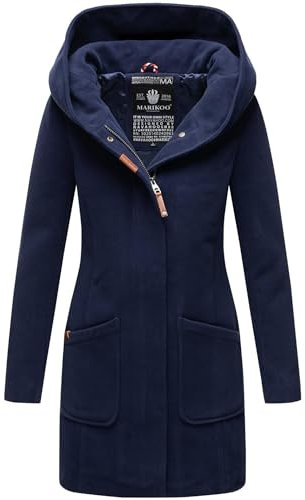 MARIKOO B819 Trench Manteau d'hiver pour femme Veste mi-saison Parka longue, bleu marine, L