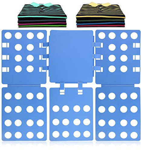 MotBach Planche à linge bleue pliable en plastique, pliage rapide des vêtements et des t-shirts pour un rangement facile, à la maison, en voyage