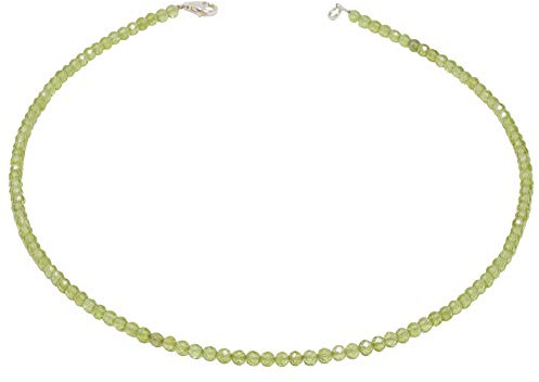 Halskette Collier Edelstein Peridot 4mm grün facettiert funkelnd 925 Silber 48cm