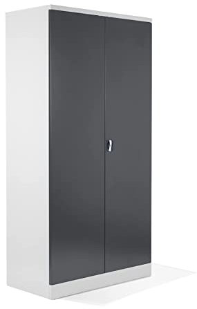 Schrank & Stuhl XXL Werkzeugschrank – Werkstattschrank mit 4 höhenverstellbaren Fachböden, Stahlschrank für Werkzeuge, 195 x 92 x 60 cm (H x B x T), Weiß/Anthrazit