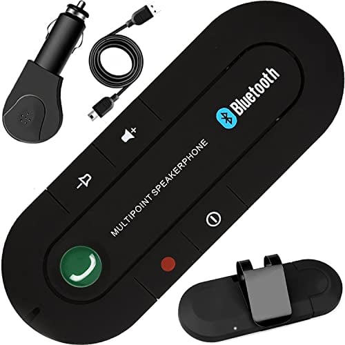 Retoo Freisprecheinrichtung Kfz Auto Bluetooth mit Lautstärkeregler und Musik hören, Freisprechanlage mit Akku bis zu 16 Stunden Kompatibel mit iPhone, Samsung, Schwarz