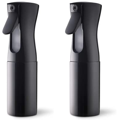 Hair Spray Bottle, Continuous Water Mister Spray Bottle Empty, Aerosol Fine Mist Curly Hair Spray Bottle for Taming Hair in Morning, Hairstyling, Plants, Pets, Cleaning-5.4oz/160ml-2PACK Black
