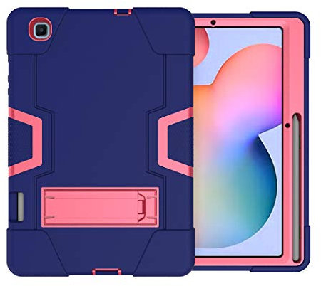 Carcasa para Samsung Galaxy Tab S6 Lite 2022/2020 10,4 Pulgadas SM-P610N con Soporte de lápiz Integrado, Funda Protectora Plegable Ultra Fina (Azul Marino y Rosa Rojo)