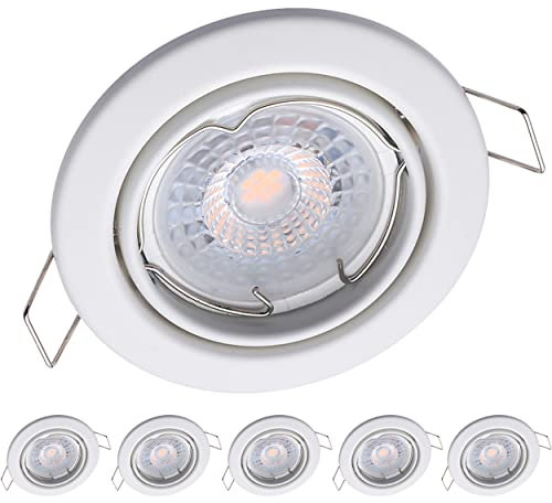 6x Oktaplex Spot 3 stufig dimmbar Dijon Schwenkbar - LED Modul Nizza 4,8W 2700K 230V 380lm Warmweiß 110° - Deckenspots Weiß Lochmaß 68mm