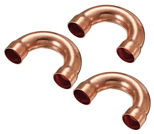 sourcing map Raccordo a gomito a forma di U in rame a 180 gradi per saldatura a sudore, connessione a saldatura, diametro interno 16 mm o 5/8 per HVAC, sistema di refrigerazione dell'aria