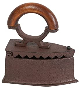Biscottini Plancha de carbón 13,5x11,5x4 cm | Hierro decorativo vintage | Plancha de hierro fundido | Objetos vintage | Adornos vintage