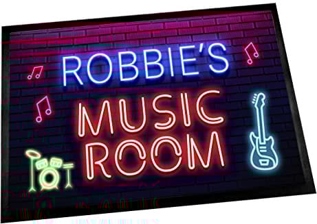 Personalised Music Room Door Mat - Music sound studio neon Door mat 60 x 40 cm