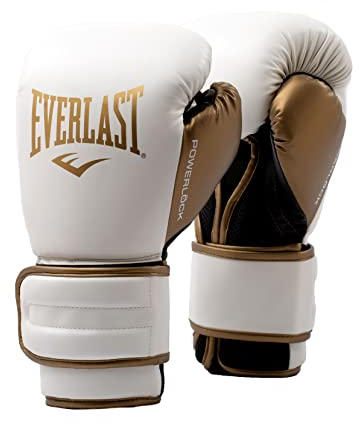 Everlast Powerlock 2R 12oz Boxhandschuhe Weiß/Gold, für Boxsack, Pratzen & Sparring, mit Turnback-Handgelenkstütze, 4-lagiger Schaum – Original Everlast Ausrüstung