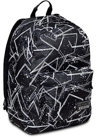 Seven Zaino Ischoolpack, Nero, con Power Bank e USB integrati, Scuola e Tempo Libero
