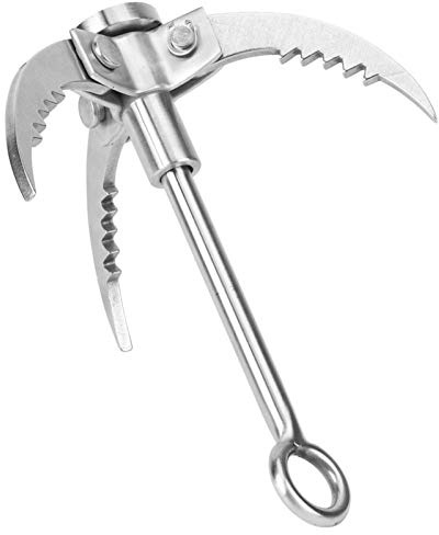 JEOZBM Enterhaken, Faltbarer Survival-Ankerhakenkarabiner mit 3 Krallen, Robuste Kletterklaue Aus Edelstahl, Vielseitiger Enterhaken für Outdoor-Wander- und Kletterabenteuer