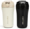 Belle Vous (Lot de 2) Mug Isotherme Cafe - 400 ml Tasse Isotherme pour Cafe ou Boissons Froides en Acier Inoxydable avec Couvercle Étanche - Mug Isotherme avec Paille pour Café, Thé ou Eau