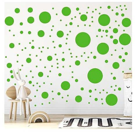 StickerDeen 500+ verschiedene gepunktete Kreise Wandaufkleber für Kinderzimmer, Wohnzimmer, Klassenzimmer, Spielzimmer, Dekoration, abnehmbare Vinyl-Wandaufkleber (grün)