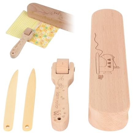Tissting Tailors Clapper Set Wooden Quilters Pressing Seam Flattening with Seam Roller, Point Turner Sewing Tool, Tailors Ham for Sewing Quilting Ironing