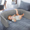 Tubiaz Bettgitter 200cm Bettschutzgitter rausfallschutz Bett für Kinder Verformbar Bettkantenschutz Höhenverstellbar Sicherheitsgeländer Boxspringbett Kinderbettgitter Kinderbett,Grau