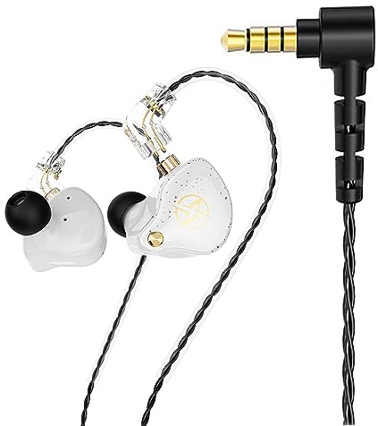 FEDAI DX2 in Ear Monitor Earphones,Superior Sound Wired Earbuds with Dynamic Dual Driver,Professional Sound Isolating Earphones for Singers/Drummers/Musicians with C pin Connector(White,No Mic)
