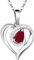Limana Damen Herzkette echter Rubin 925 Silber Kette Herz mit roten Edelstein Anhänger 45-50cm Geschenk für Frauen Ehefrau Freundin (Echter roter Rubin/Silber)