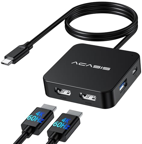 ACASIS Hub USB C Dual HDMI 4K 60HZ, Adaptateur Double Moniteur Avec 100W PD, Transfert 5Gbps, Station d'Accueil Pour Dell XPS/MacBook/Surface/Lenovo