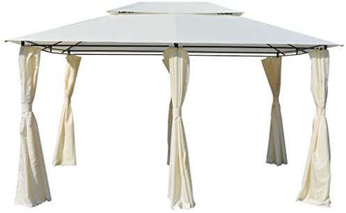 Gazebo Da Giardino con Tende,Tende a padiglione， Zanzariera,Gazebo Da Giardino Gazebo Adatto Per Terrazze, Balconi, Piscine, Giardini, Campeggio, Eventi 4x3 M Bianco