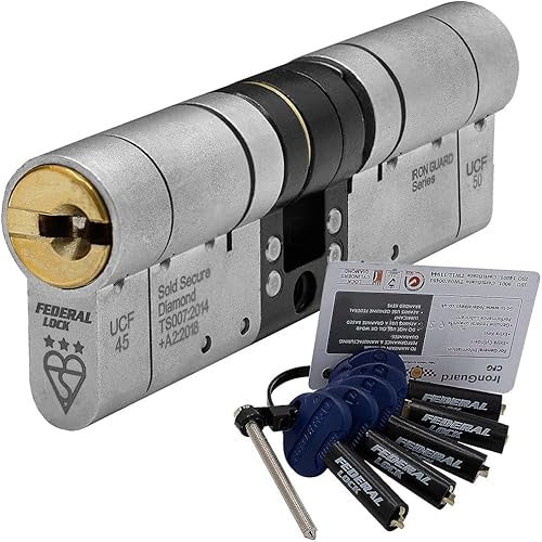 Federal 3 Star Euro Cylinder Door Lock TS007 Diamond Secure Anti-Snap Dual Finish 5 Keys 35/35