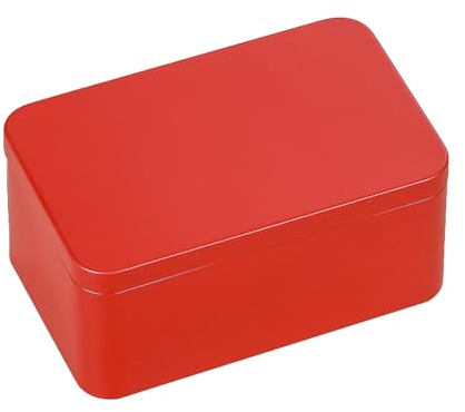 BOKIOESDE Caja de Metal de hierro estañado, resistente y duradera, latas de almacenamiento de Metal rectangulares vacías de larga duración, caja de té cuadrada, Rojo