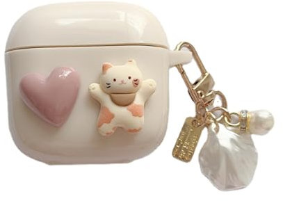 PLXBYC Compatible with Huawei Freebuds SE 2 Earphone Cover,Cute Cartoon DIY design headset Protection Case with Love Pearl Keychain For huawei freebuds se2 (love cat)