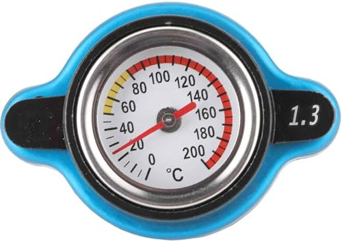 AUTOZOCO Tapa del radiador termostático, Tapón radiador con medidor, tapa sobrepresión radiador con termómetro, Tapa radiador alta compatibilidad, 1.3 bar