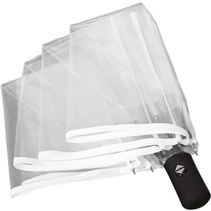 Automatischer Regenschirm Transparent, Ø98 cm Sturmfest Regenschirm Taschenschirm für Herren und Damen, Faltbar Durchsichtiger Regenschirm mit Tragehülle für Hochzeiten/Reiseschirm/Golfschirm/Den Auße