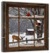 ZQQART Winter Leinwandbild Hirsch im Schnee Bilddrucke Kardinalgemälde rustikale Winterlandschaft Posterdrucke Schlafzimmerdekor gerahmt(Schwarz,30x30cm)