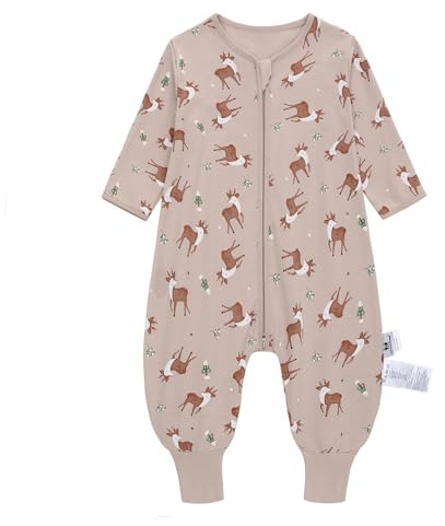 Baby Schlafsack Sommer mit Füßen 0.5 Tog 100% Baumwolle Kinder Sommerschlafsack mit Ärmel für Jungen und Mädchen