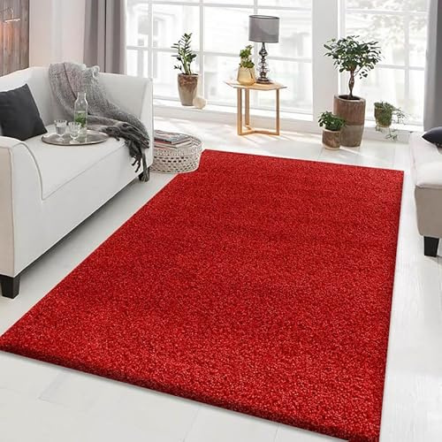 Cozy Haven Shaggy Collection Rugs - Large Fluffy Area Rug Carpet Non-Slip Soft Modern Indoor Shaggy Floor Rug for Living Room, Bedroom, Hallway, Lounge – (Red, 200x290 cm)