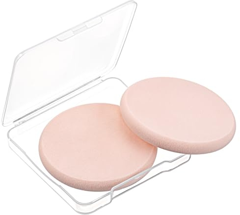 2Pcs Round Makeup Sponges with 1 Travel Case, Foundation Blender Cosmetic Sponge Blender Sponge Replacement for Cosmetic Flawless Foundation, Sensitive and All Skin Types