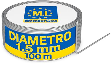 M.I. – Filo Metallico Zincato, Rotolo 100 m Ø 1,5 mm – Recinzioni, Legature, Fai da Te Giardino, Stendibiancheria