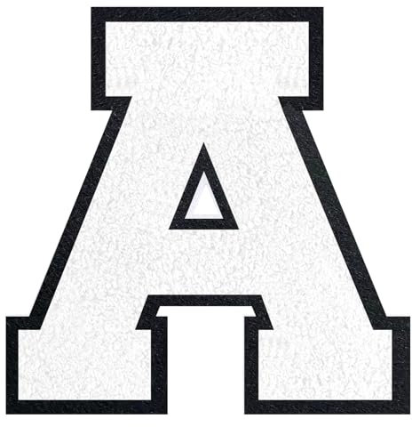 QianSiLi 6.5 Inch Chenille Iron On Letters for Clothes Varsity Letter Patches Embroidered Patch Iron On Patches for Clothing Jacket/Hoodie/Varsity (White,A)