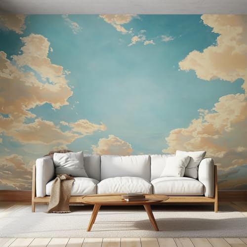 Generisch Fototapete Blau Himmel Tapete Weiße Wolken Natur Landschaft für Wohnzimmer Schlafzimmer Wand Deko, Vliestapete Wallpaper Wandtapete, 200 x 150 cm &WP
