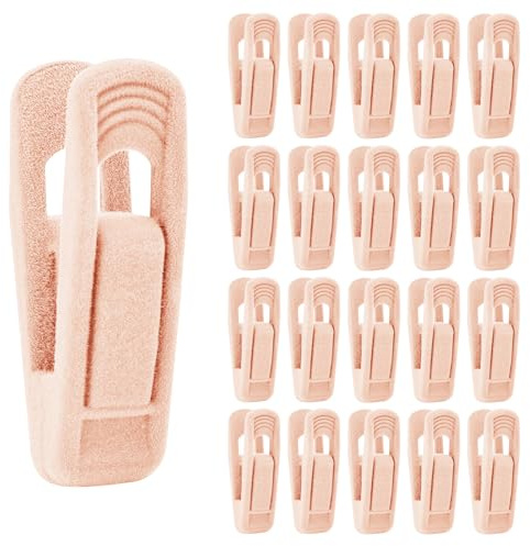 Feelorna 20 mollette in velluto, antiscivolo, multiuso, resistenti, per pantaloni, gonne, vestiti, velluto (rosa)