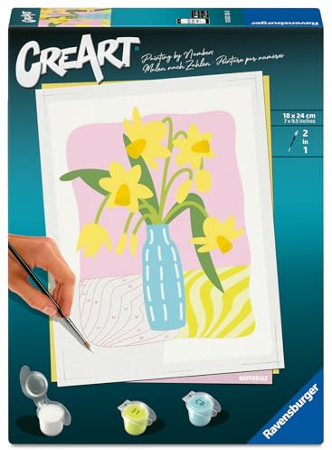 Ravensburger – CreArt 18x24 cm – Adulte – Peinture par numéros – Jonquilles – Activité détente et créative – 12023136