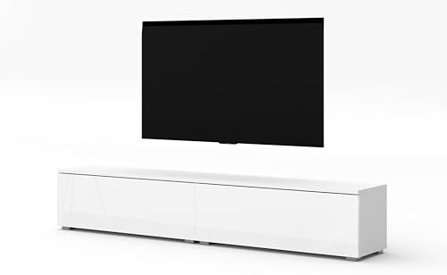AXLIVING Meuble TV Loriano - 2 x 100 cm - Blanc mat/brillant