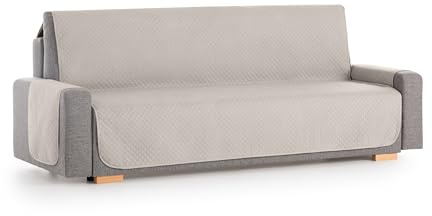 Textilhome Sofaschoner Adele 4-Sitzer Gesteppt Wendbar Universal Elfenbein | Reversibler, gesteppter Sofaschutz mit universeller Passform. Schützt vor Flecken, Tierhaaren, Staub und Abnutzung. Waschbar.