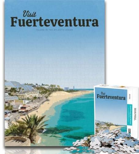 1000-teiliges Puzzle Besuchen Sie Fuerteventura, Puzzle 1000 Teile für Erwachsene und Jugendliche ab 14 Jahren, unmögliches Spiel, Erwachsene und Jugendliche, 26x38cm
