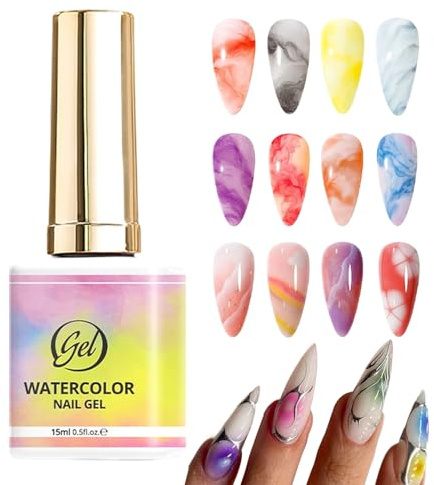 Nail Gel Marble - Effect Long Lasting Manicure Polish | Japanese Nail Decoration Gel for Builders Beginners, Salon, Travel, Summer Vacation, Wedding or Valentine’s Day Art, 15ml